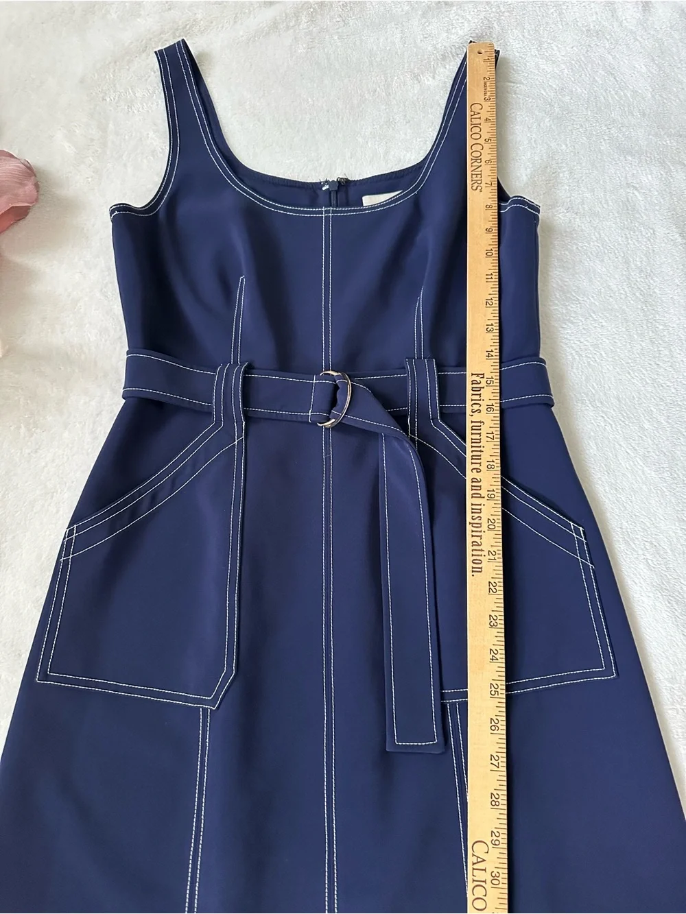 Luxely Denim Contrast Stitch Blue Midi Dress Size 6 - Picture 11 of 13